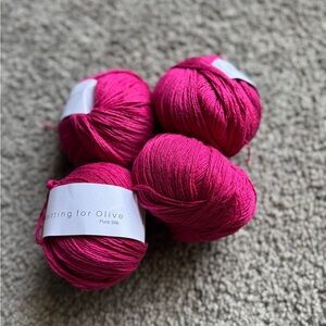 Knitting for Olive Pure Silk Yarn in Pink (4 balls)